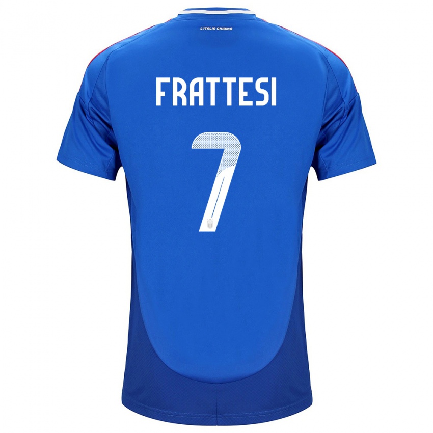 Heren Italië Davide Frattesi #7 Blauw Thuisshirt Thuistenue 24-26 T-Shirt België