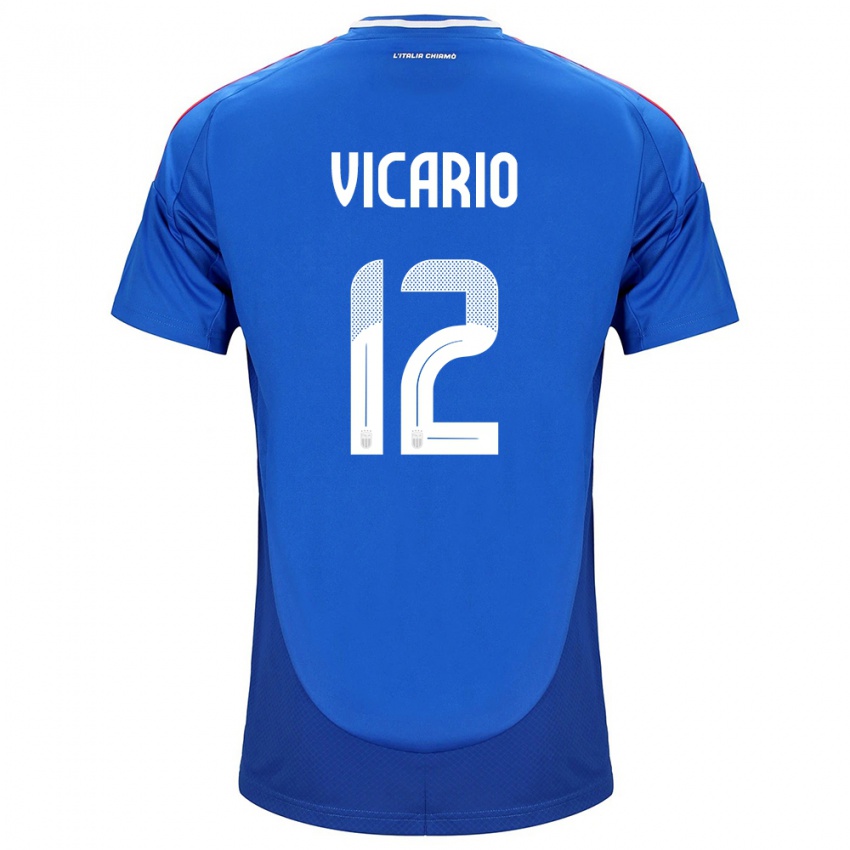 Heren Italië Guglielmo Vicario #12 Blauw Thuisshirt Thuistenue 24-26 T-Shirt België