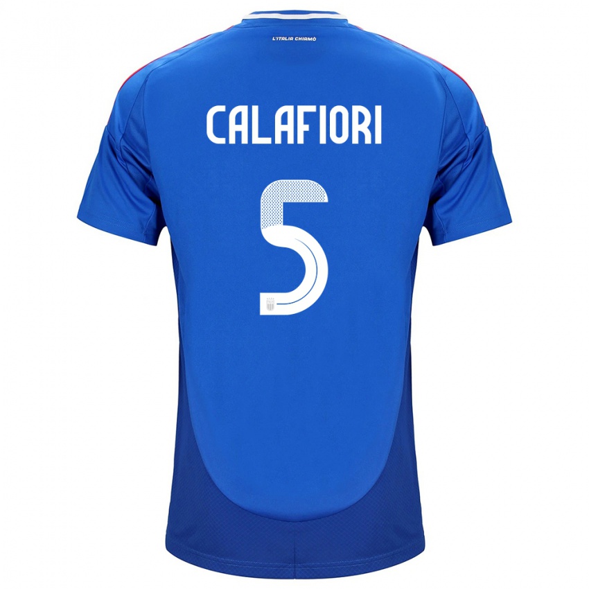 Heren Italië Riccardo Calafiori #5 Blauw Thuisshirt Thuistenue 24-26 T-Shirt België