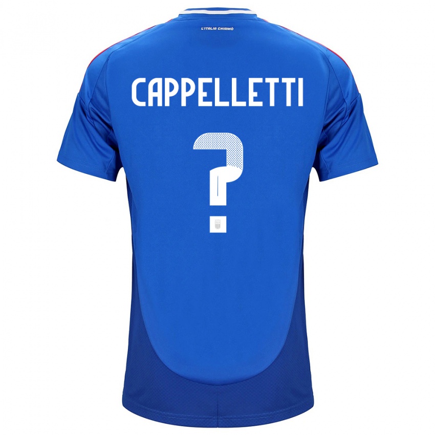 Homme Maillot Italie Mattia Cappelletti #0 Bleu Tenues Domicile 24-26 T-Shirt Belgique