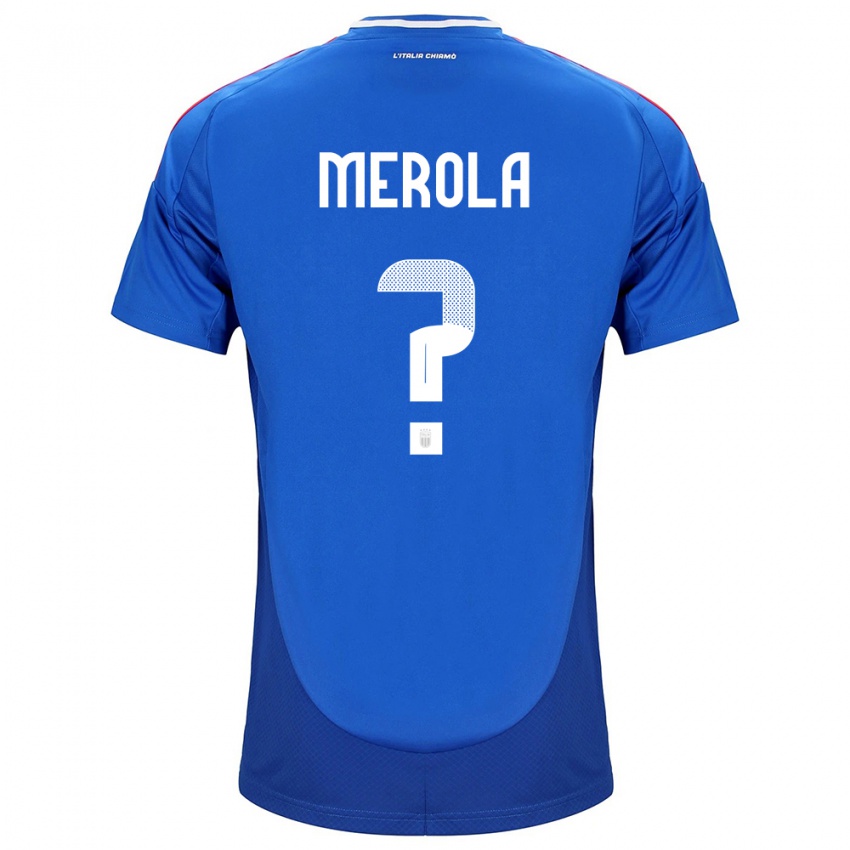 Homme Maillot Italie Antonio Stefano Merola #0 Bleu Tenues Domicile 24-26 T-Shirt Belgique