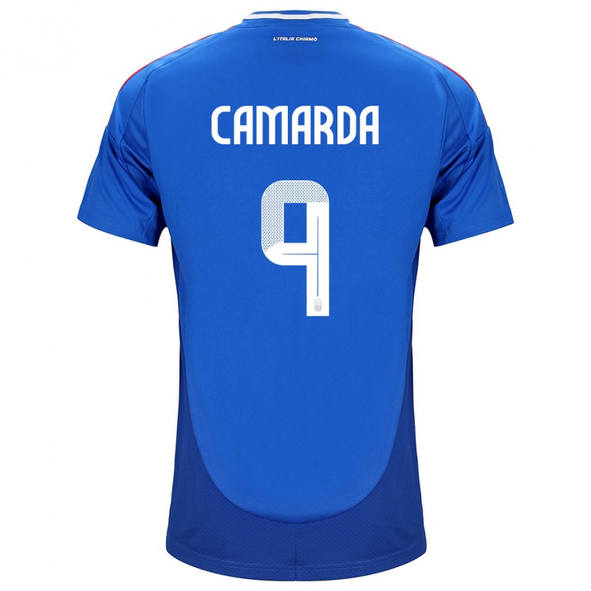 Heren Italië Francesco Camarda #9 Blauw Thuisshirt Thuistenue 24-26 T-Shirt België