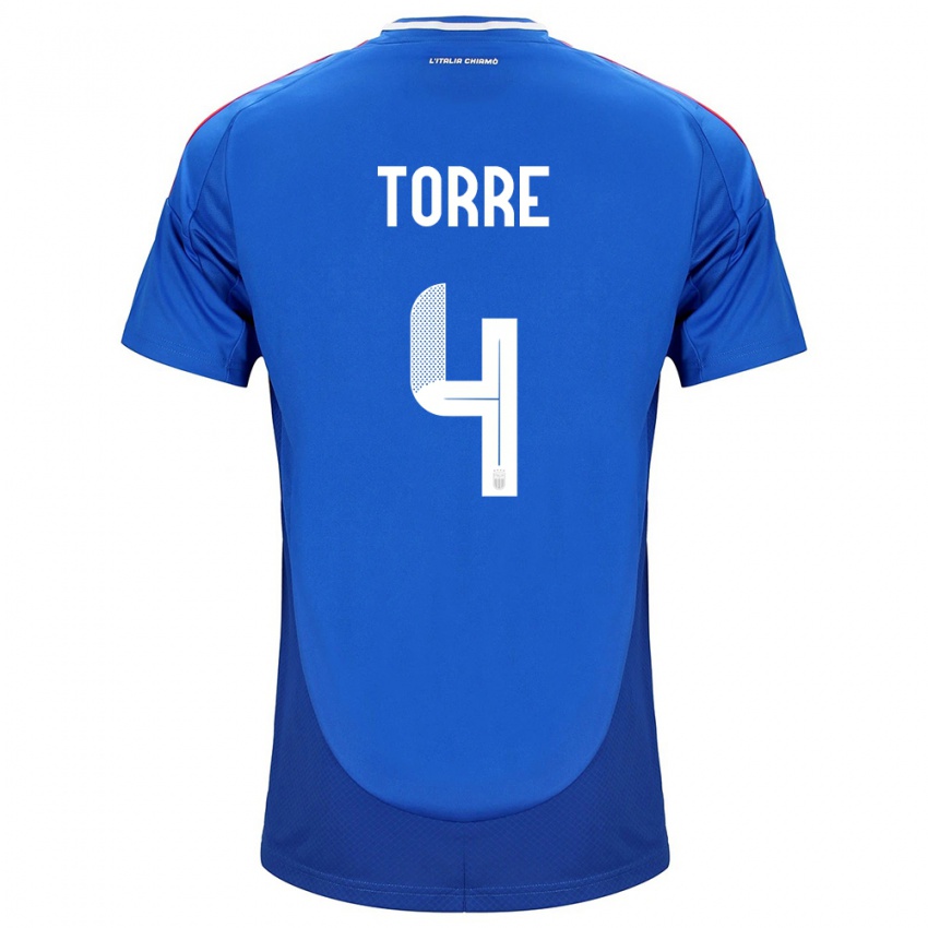 Heren Italië Pietro La Torre #4 Blauw Thuisshirt Thuistenue 24-26 T-Shirt België