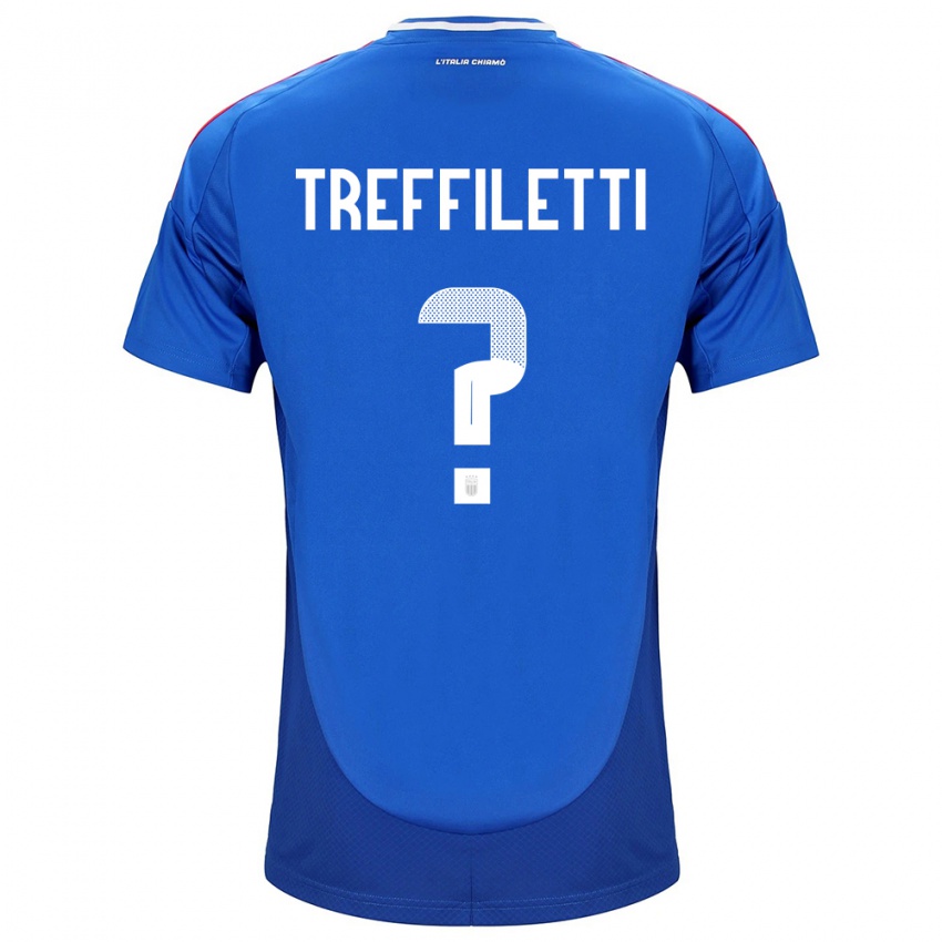 Homme Maillot Italie Danilo Treffiletti #0 Bleu Tenues Domicile 24-26 T-Shirt Belgique