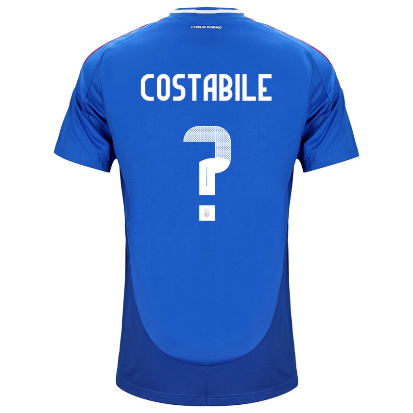 Homme Maillot Italie Cristian Costabile #0 Bleu Tenues Domicile 24-26 T-Shirt Belgique