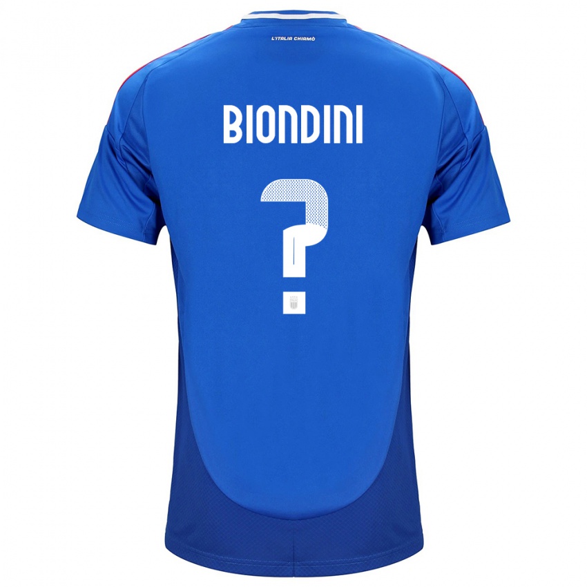 Homme Maillot Italie Edoardo Biondini #0 Bleu Tenues Domicile 24-26 T-Shirt Belgique