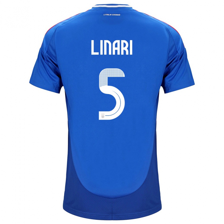 Heren Italië Elena Linari #5 Blauw Thuisshirt Thuistenue 24-26 T-Shirt België