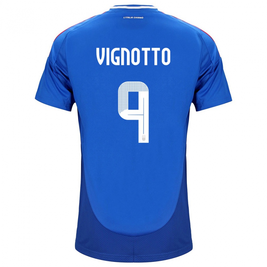 Heren Italië Elisabetta Vignotto #9 Blauw Thuisshirt Thuistenue 24-26 T-Shirt België