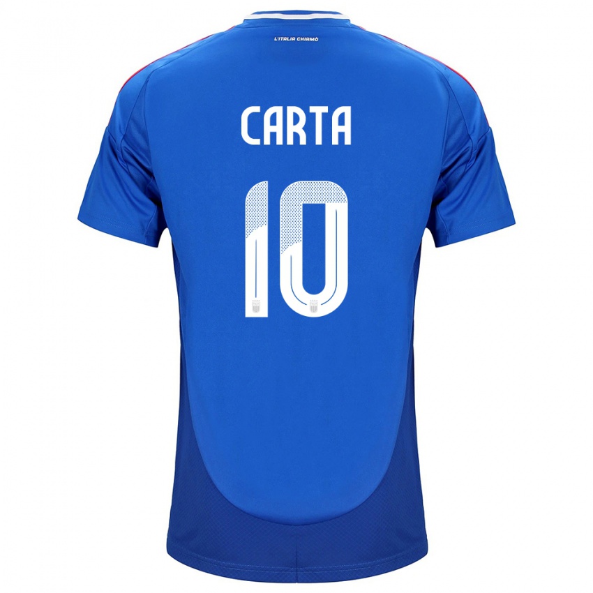 Heren Italië Antonella Carta #10 Blauw Thuisshirt Thuistenue 24-26 T-Shirt België