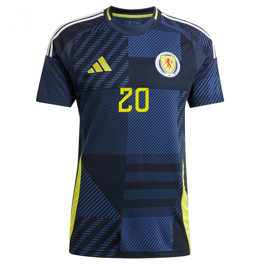 Heren Schotland Ryan Jack #20 Donkerblauw Thuisshirt Thuistenue 24-26 T-Shirt België