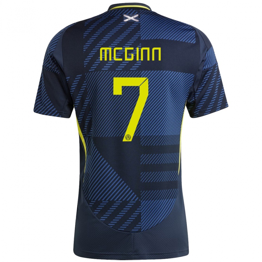 Heren Schotland John Mcginn #7 Donkerblauw Thuisshirt Thuistenue 24-26 T-Shirt België