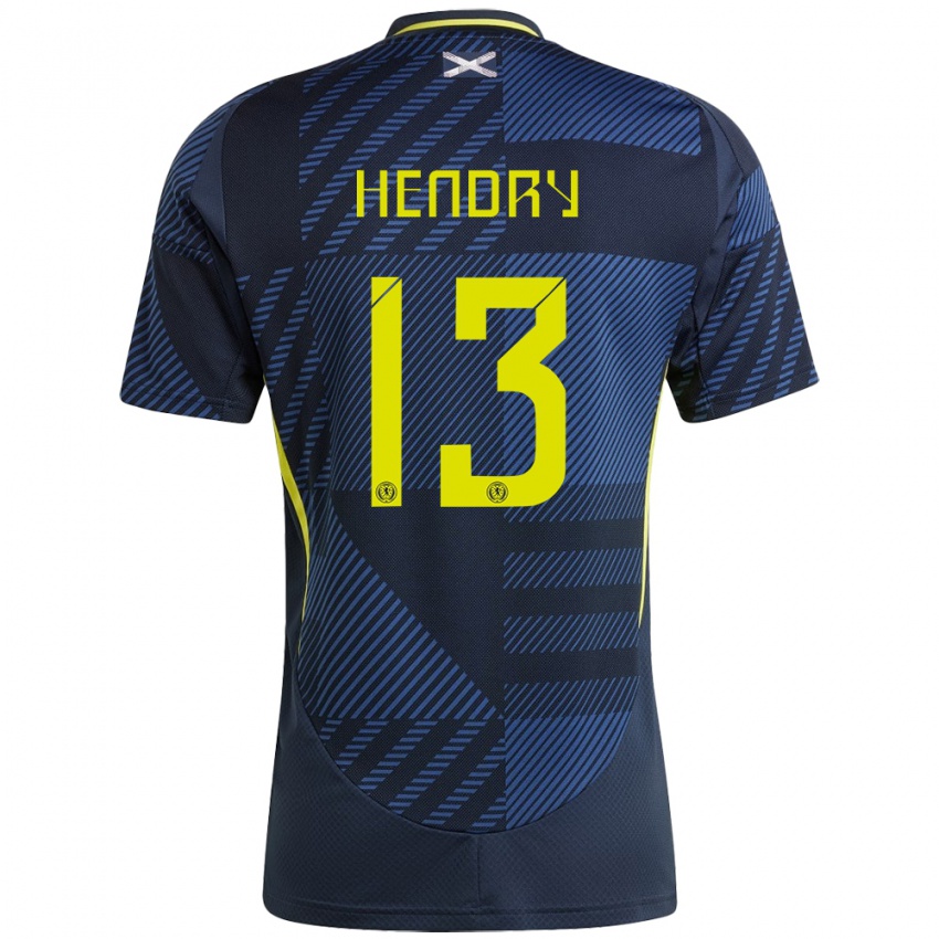 Herren Schottland Jack Hendry #13 Dunkelblau Heimtrikot Trikot 24-26 T-Shirt Belgien