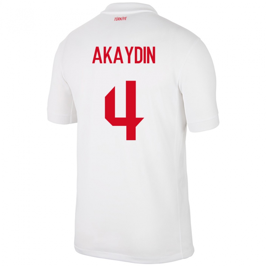 Homme Maillot Turquie Samet Akaydin #4 Blanc Tenues Domicile 24-26 T-Shirt Belgique