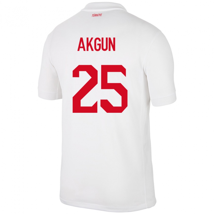 Herren Türkei Yunus Akgün #25 Weiß Heimtrikot Trikot 24-26 T-Shirt Belgien