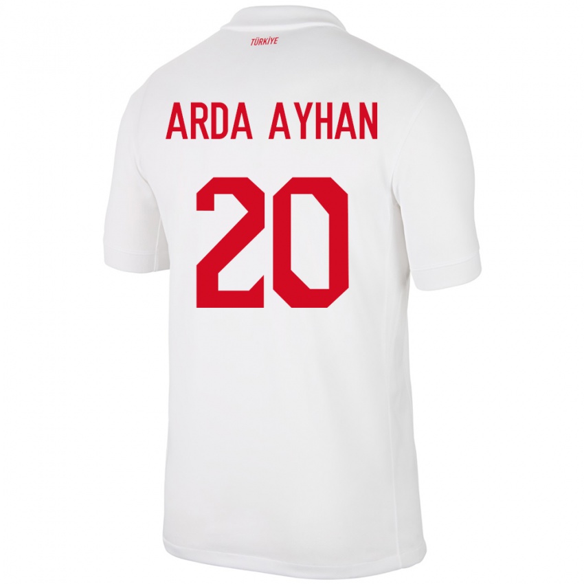 Homme Maillot Turquie Murat Arda Ayhan #20 Blanc Tenues Domicile 24-26 T-Shirt Belgique