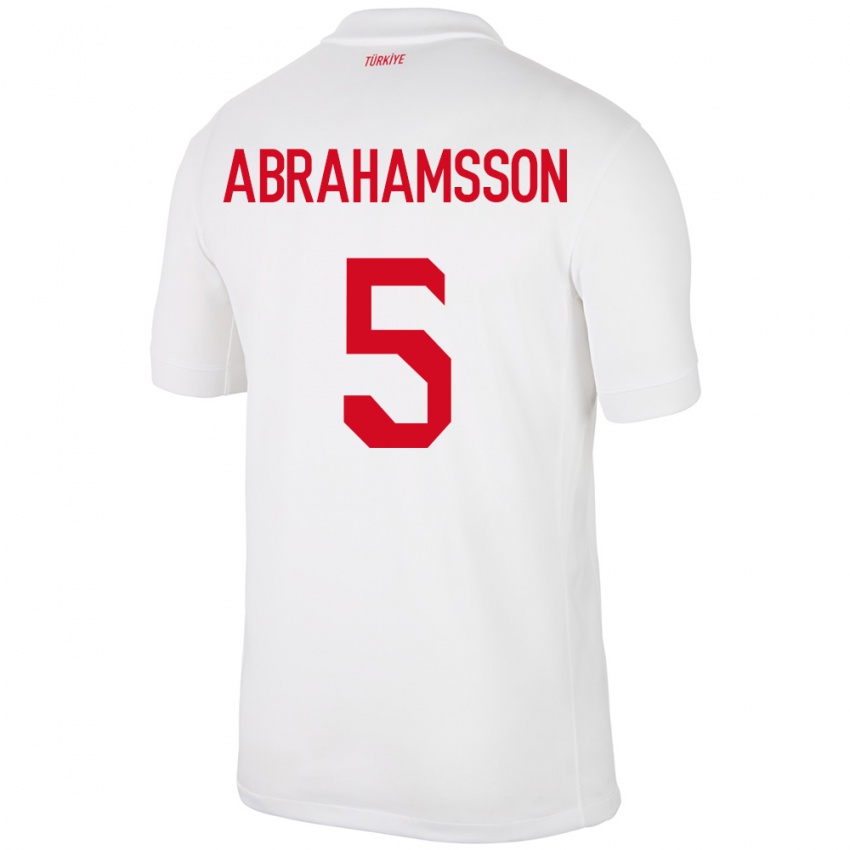 Herren Türkei Sejde Aylin Abrahamsson #5 Weiß Heimtrikot Trikot 24-26 T-Shirt Belgien