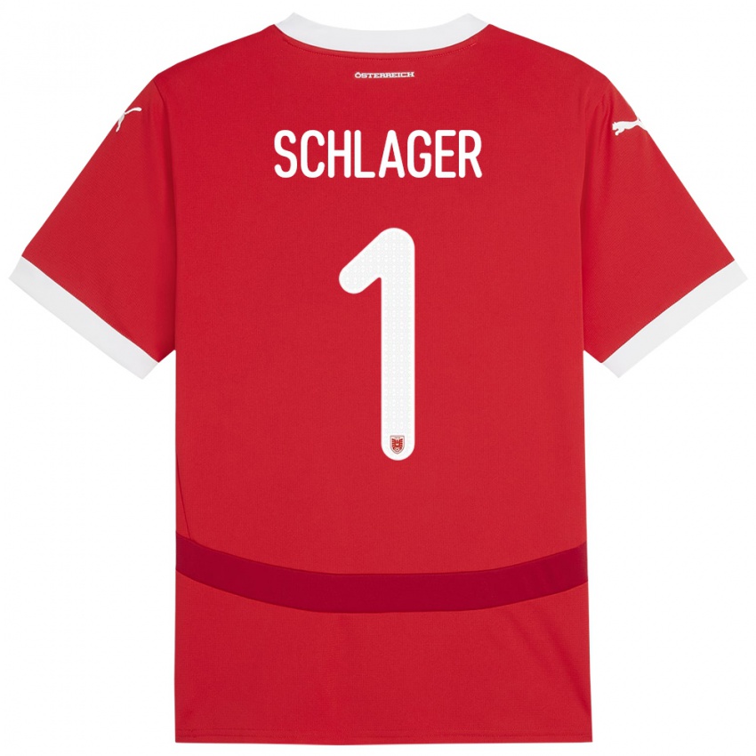 Heren Oostenrijk Alexander Schlager #1 Rood Thuisshirt Thuistenue 24-26 T-Shirt België