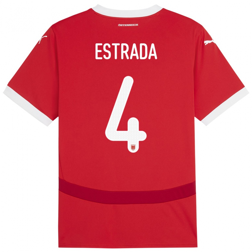 Herren Österreich Pascal Estrada #4 Rot Heimtrikot Trikot 24-26 T-Shirt Belgien