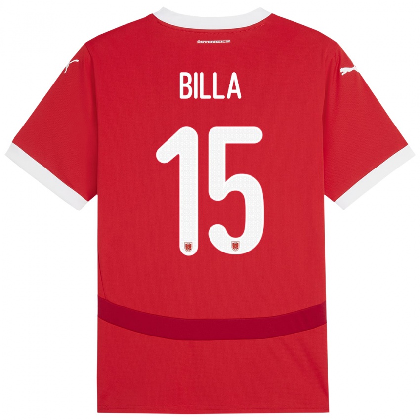 Heren Oostenrijk Nicole Billa #15 Rood Thuisshirt Thuistenue 24-26 T-Shirt België