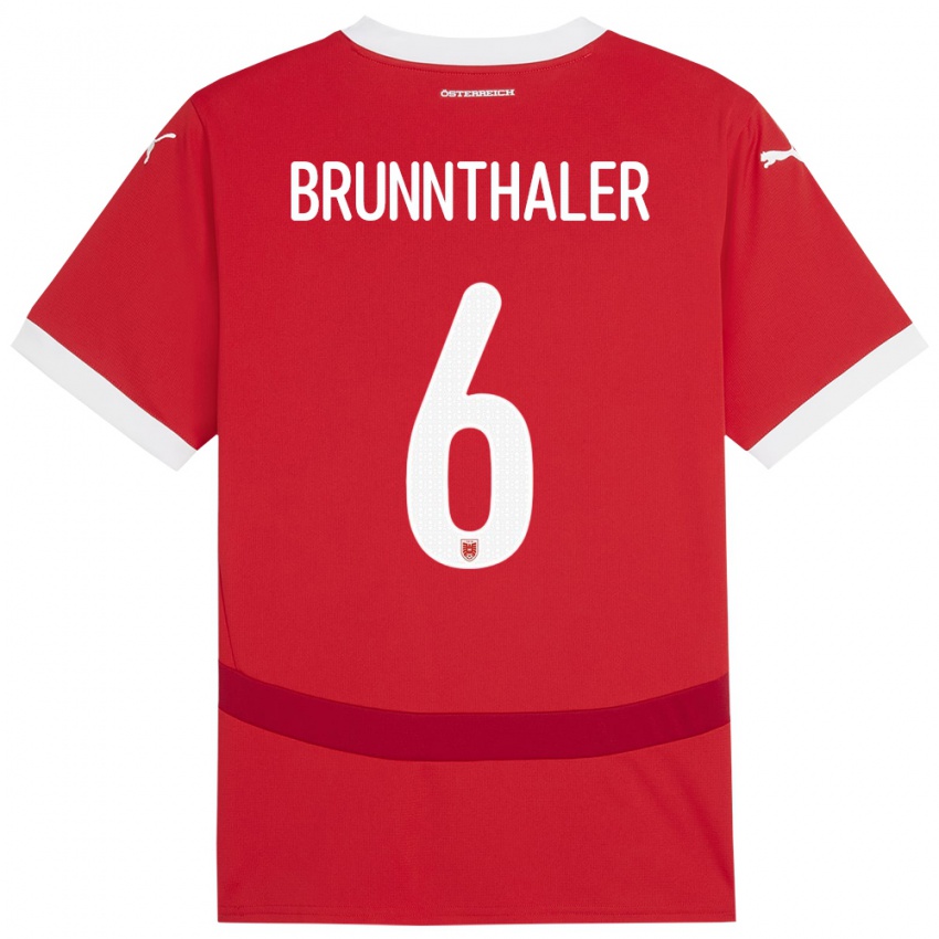 Heren Oostenrijk Melanie Brunnthaler #6 Rood Thuisshirt Thuistenue 24-26 T-Shirt België