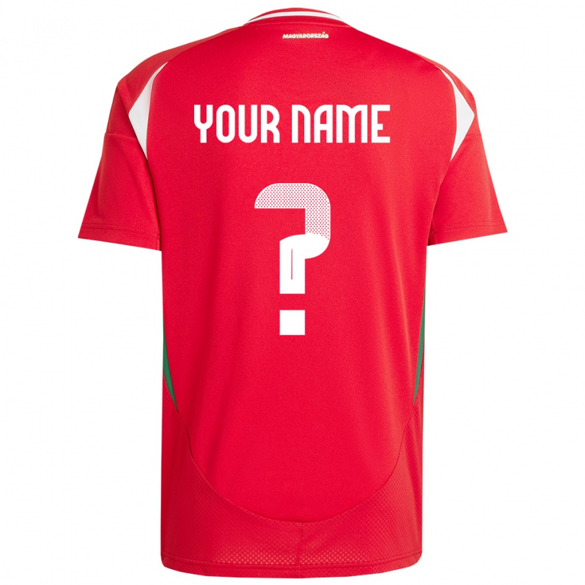 Heren Hongarije Uw Naam #0 Rood Thuisshirt Thuistenue 24-26 T-Shirt België