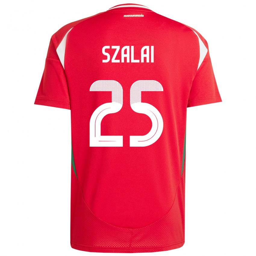 Heren Hongarije Gábor Szalai #25 Rood Thuisshirt Thuistenue 24-26 T-Shirt België