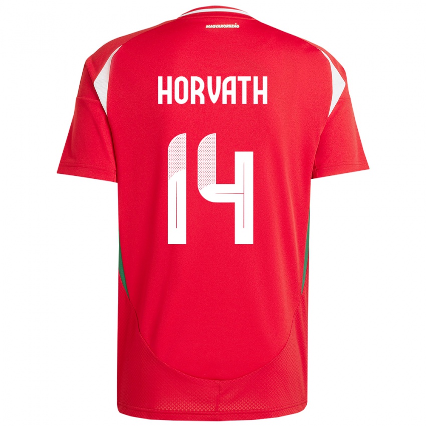 Herren Ungarn Artúr Horváth #14 Rot Heimtrikot Trikot 24-26 T-Shirt Belgien