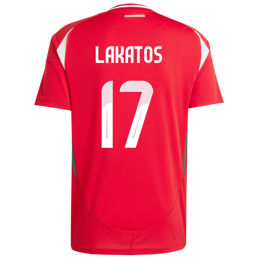 Heren Hongarije Noel Lakatos #17 Rood Thuisshirt Thuistenue 24-26 T-Shirt België