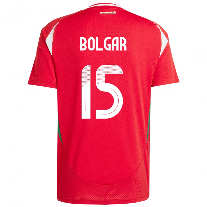 Heren Hongarije Botond Bolgár #15 Rood Thuisshirt Thuistenue 24-26 T-Shirt België