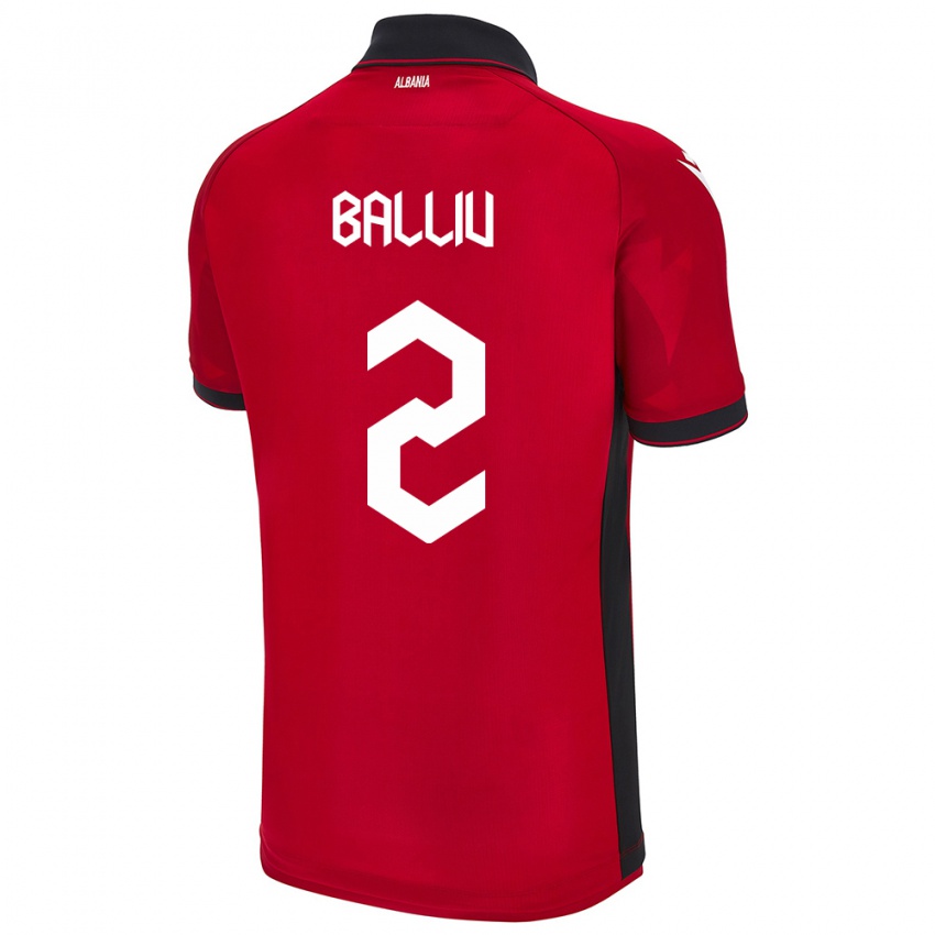 Heren Albanië Iván Balliu #2 Rood Thuisshirt Thuistenue 24-26 T-Shirt België