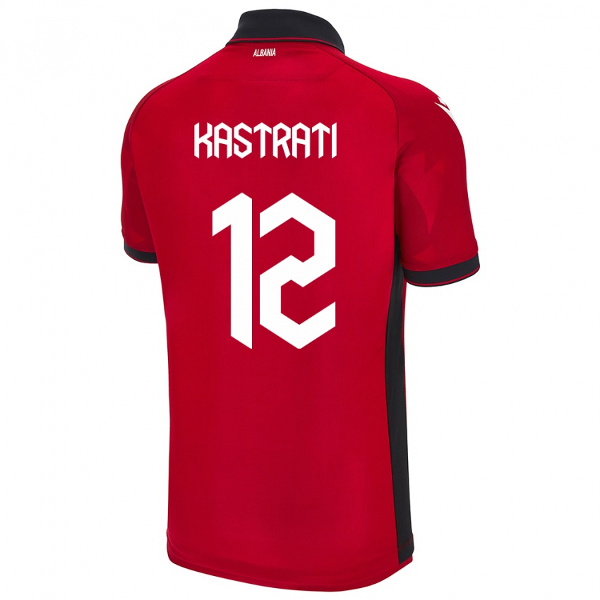 Heren Albanië Elhan Kastrati #12 Rood Thuisshirt Thuistenue 24-26 T-Shirt België