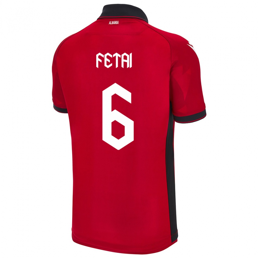 Heren Albanië Feta Fetai #6 Rood Thuisshirt Thuistenue 24-26 T-Shirt België