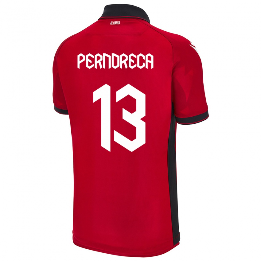 Heren Albanië Fabjan Perndreca #13 Rood Thuisshirt Thuistenue 24-26 T-Shirt België