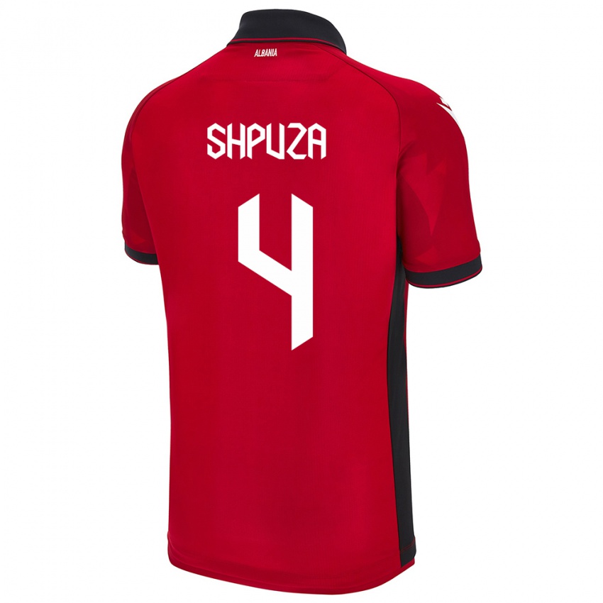 Heren Albanië Kleo Shpuza #4 Rood Thuisshirt Thuistenue 24-26 T-Shirt België