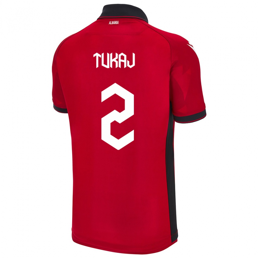 Heren Albanië Armera Tukaj #2 Rood Thuisshirt Thuistenue 24-26 T-Shirt België