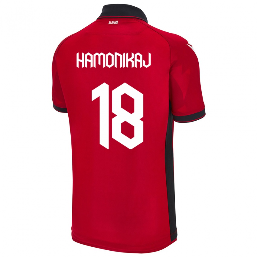 Heren Albanië Klea Hamonikaj #18 Rood Thuisshirt Thuistenue 24-26 T-Shirt België