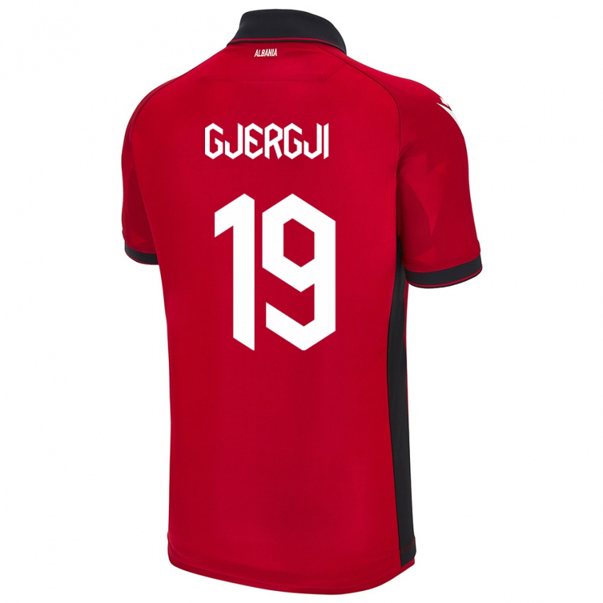 Heren Albanië Matilda Gjergji #19 Rood Thuisshirt Thuistenue 24-26 T-Shirt België