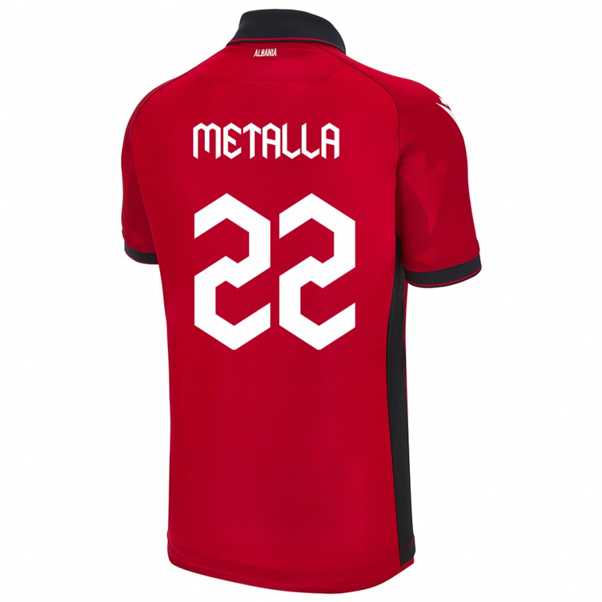 Homme Maillot Albanie Mikaela Metalla #22 Rouge Tenues Domicile 24-26 T-Shirt Belgique