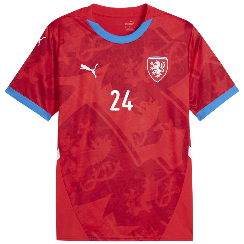 Heren Tsjechië Tomas Vlcek #24 Rood Thuisshirt Thuistenue 24-26 T-Shirt België