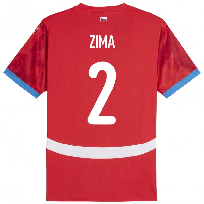 Heren Tsjechië David Zima #2 Rood Thuisshirt Thuistenue 24-26 T-Shirt België