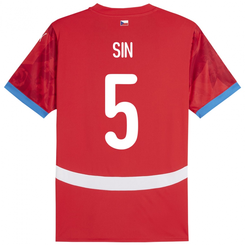 Heren Tsjechië Matej Sin #5 Rood Thuisshirt Thuistenue 24-26 T-Shirt België