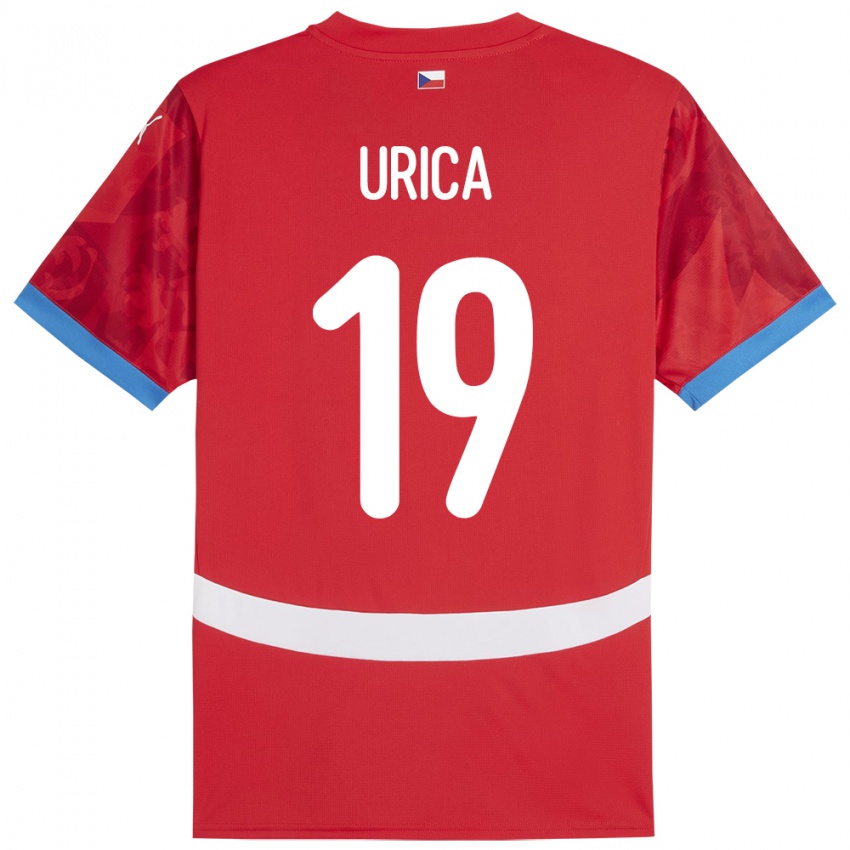 Heren Tsjechië Filip Urica #19 Rood Thuisshirt Thuistenue 24-26 T-Shirt België