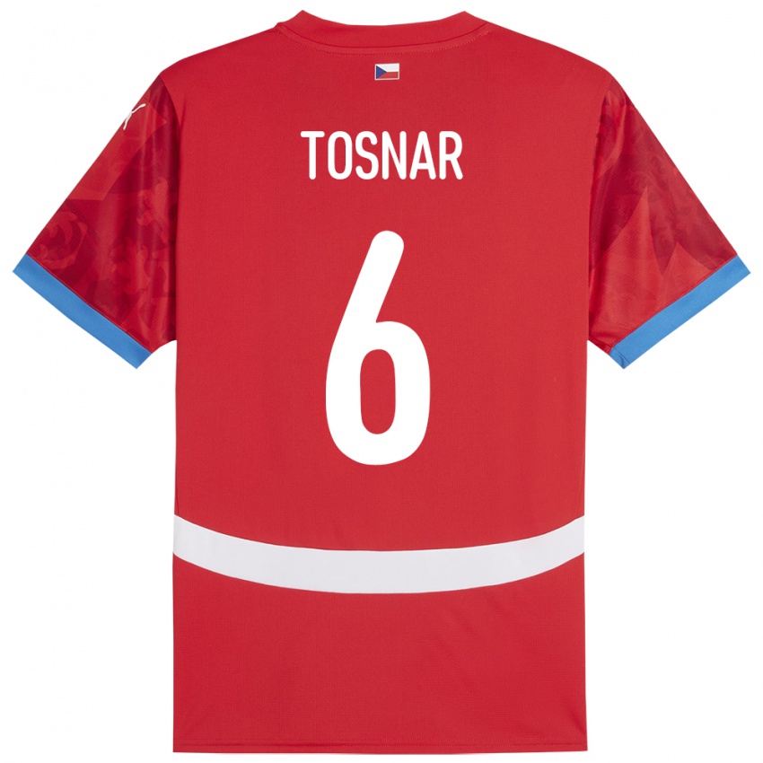 Heren Tsjechië Jakub Tosnar #6 Rood Thuisshirt Thuistenue 24-26 T-Shirt België