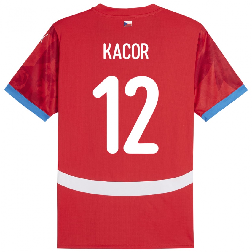 Heren Tsjechië Pavel Kacor #12 Rood Thuisshirt Thuistenue 24-26 T-Shirt België