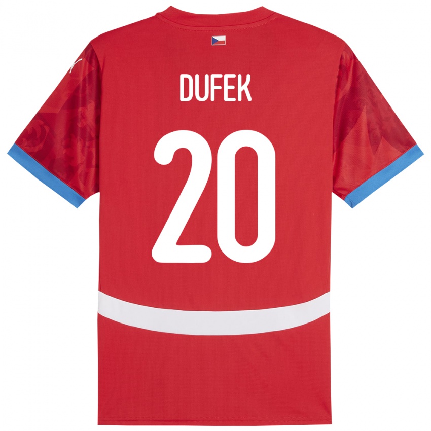 Heren Tsjechië Jakub Dufek #20 Rood Thuisshirt Thuistenue 24-26 T-Shirt België
