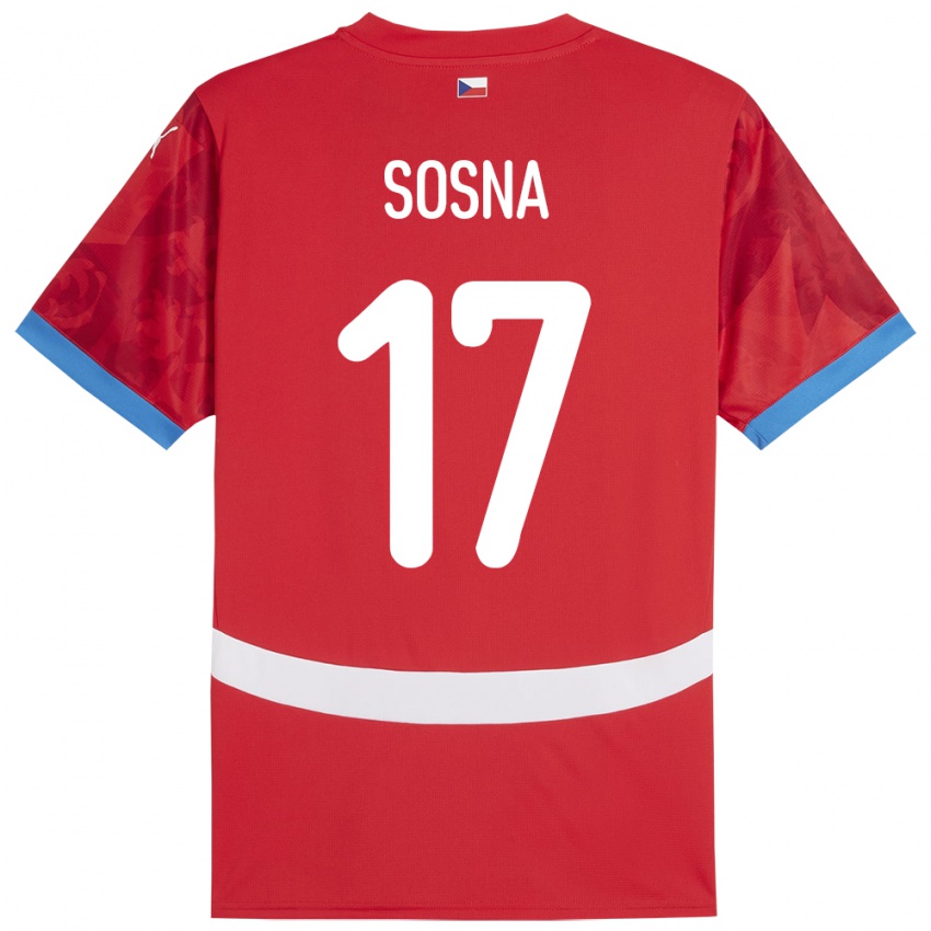 Heren Tsjechië Adam Sosna #17 Rood Thuisshirt Thuistenue 24-26 T-Shirt België