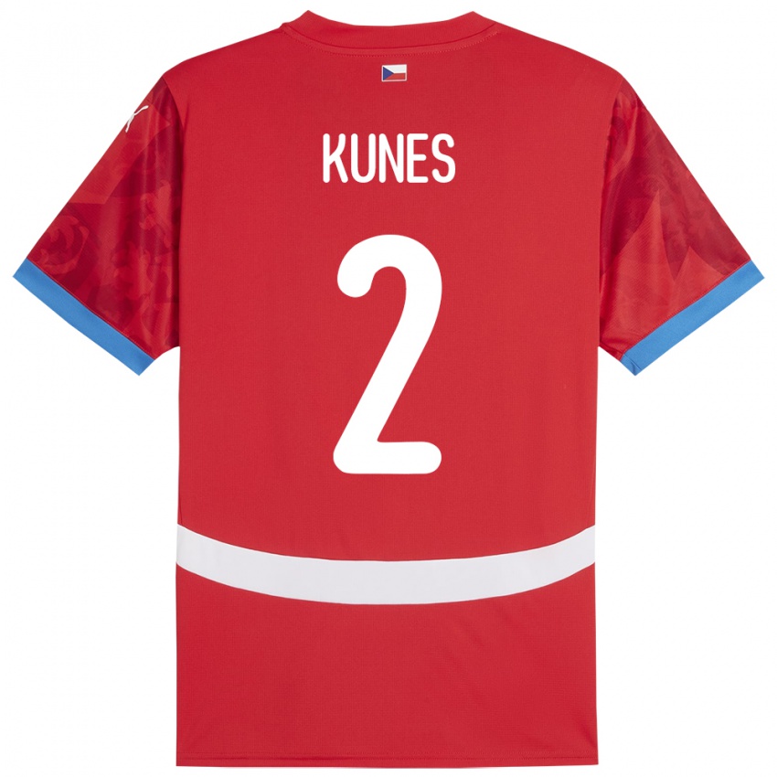 Heren Tsjechië Jan Kunes #2 Rood Thuisshirt Thuistenue 24-26 T-Shirt België