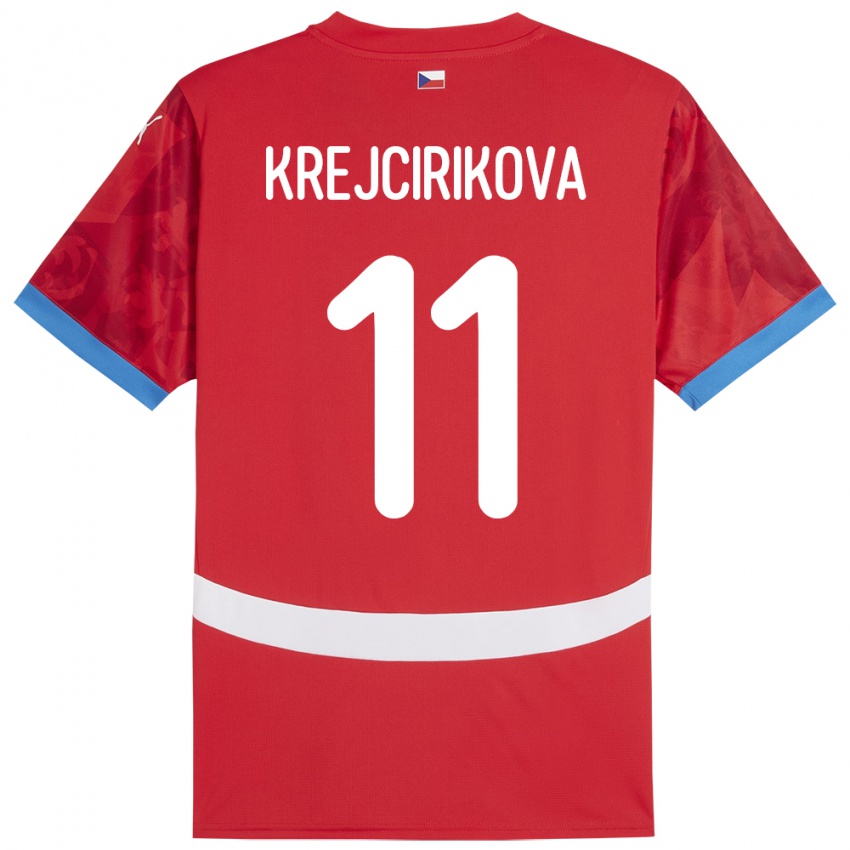 Heren Tsjechië Tereza Krejčiříková #11 Rood Thuisshirt Thuistenue 24-26 T-Shirt België