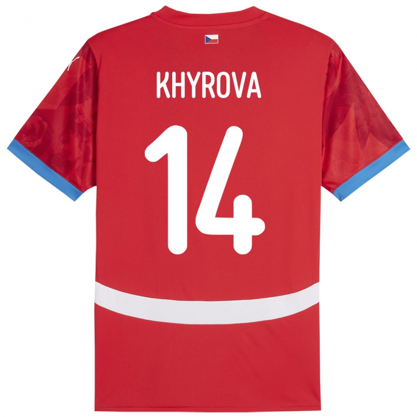 Heren Tsjechië Michaela Khýrová #14 Rood Thuisshirt Thuistenue 24-26 T-Shirt België