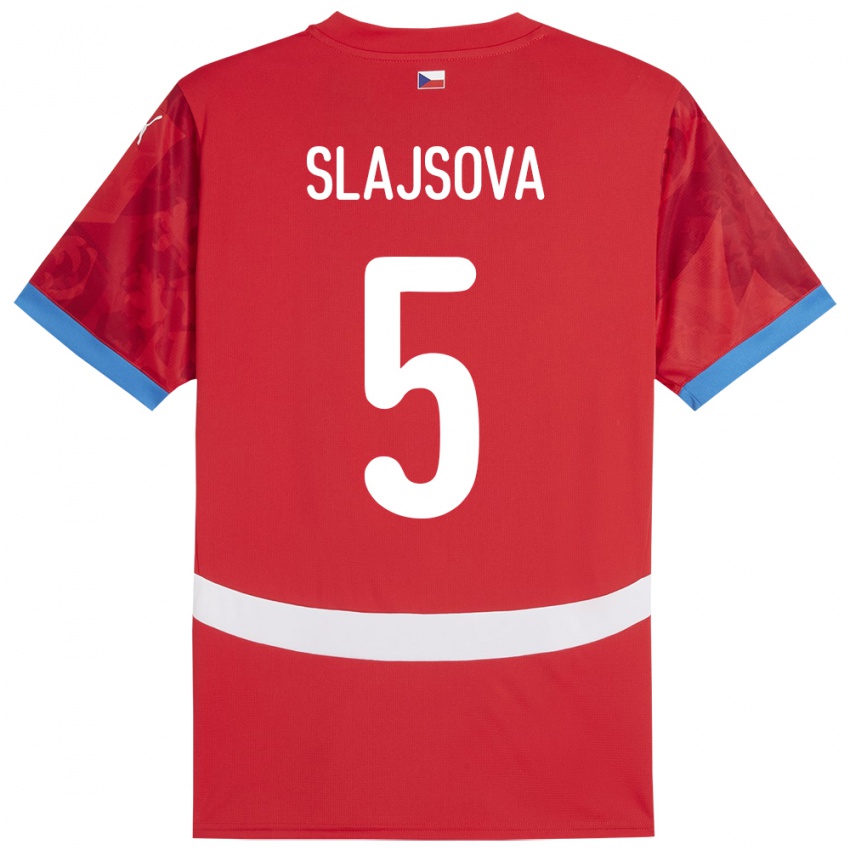 Heren Tsjechië Gabriela Šlajsová #5 Rood Thuisshirt Thuistenue 24-26 T-Shirt België